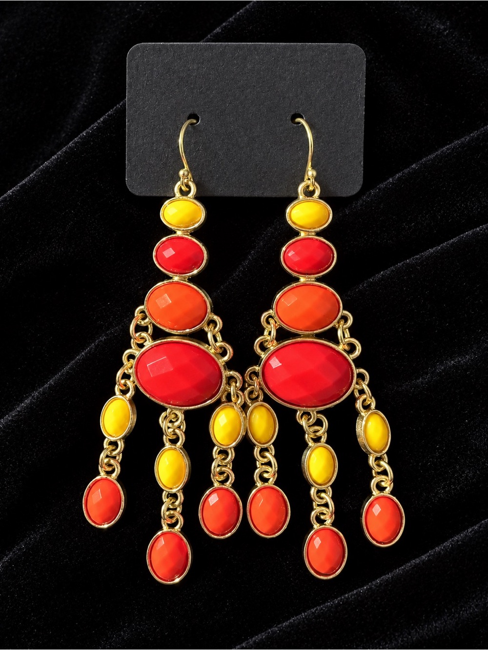 Silver Chandelier Earrings Set with Vivid Acrylic Settings